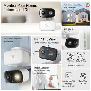 Tapo C216 Indoor/Outdoor Network Camera - Colour - 1 - 12.19 m Infrared/Color Night Vision - H.264 - 2304 x 1296 - 4 mm Fi