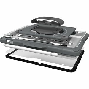Shield Extreme-X2-H con correa de mano giratoria para iPad 10 de 10,9" (2022) (bisel negro-funda gris)