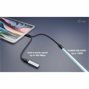 i-tec 30 cm USB-C Audio/Power/Datentransfer-Kabel - Cable for Notebook, Tablet, Smartphone, Audiogerät - 480 Mbit/s - Spli