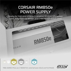 Corsair RPS0216 ATX 3.1 Modular Fuente de alimentación - 850W - Blanco - Interno - 120 V, 230 V Entrada - 5 V, 12 V, 5 V S