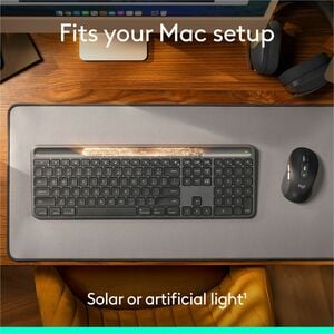Logitech Signature Slim Solar+ keyboard for Mac, solar and artificial light powered, durable battery that lasts up to 10 y