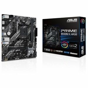 Carte Mère Asus Prime B550M-K ARGB - AMD B550 Chipset - Socket AM4 - Micro ATX - Ryzen 5, Ryzen 3 processeur compatible - 