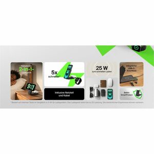 Belkin UltraCharge Induktionsladegerät - Schwarz - für Qi2-fähiges Gerät, iPhone, AirPod, Smartwatch - Eingangsstecker: US