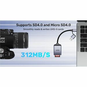 SD4.0 /Micro SD4.0 Dual-LUN Card Reader with USB-A & USB-C Plugs Space Grey UNITEK hook color box