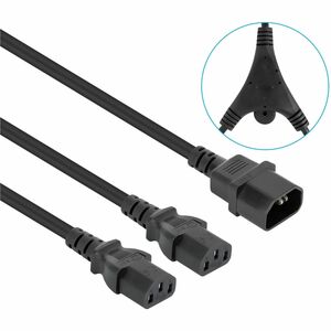 Cable de alimentación divisor en Y, un conector C14 a 2 x C13, 1.8 m, Cable de alimentación doble con dos conectores C13 h