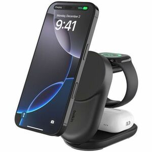 Belkin UltraCharge 3-in-1 Foldable Magnetic Charger with Qi2 25W - For Smartwatch, Smartphone, AirPod, iPhone - 30 Minute 