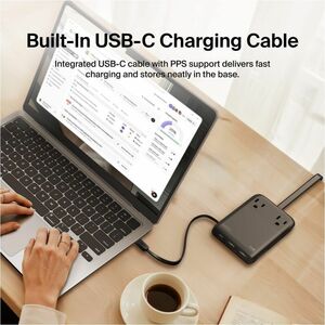 Belkin 2-Outlet Charging Station w/ 2x USB-A, 1x USB-C Ports + Tethered USB-C Cable 70W - 5ft Cord - Black - 70 W - 4.92 f
