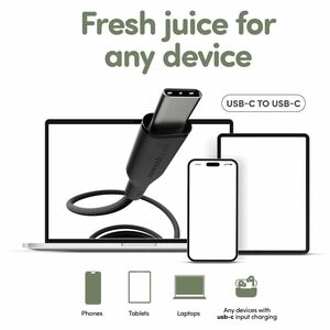 PanzerGlass empower 2 m USB-C Data Transfer Cable - Cable for iPhone, MacBook - First End: 1 × USB 2.0 Type C - Male - Sec