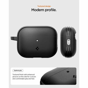 Spigen Vault Carrying Case Apple AirPods Pro 3 - Matte Black - Drop Resistant, Anti-slip - Polycarbonate, Thermoplastic Po