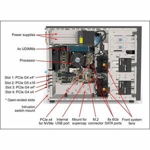 Lenovo ThinkSystem ST250 V3 7DCE100FEA Tower Server - 1 x Intel Xeon 6353P 2,70 GHz - 32 GB RAM - 1,88 TB SSD - (2 x 960GB