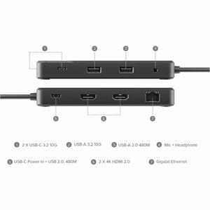 Alogic Fusion Pro DUO USB Type C Docking Station for Notebook, Monitor, Computer - Charging Capability - 100 W - Space Gra