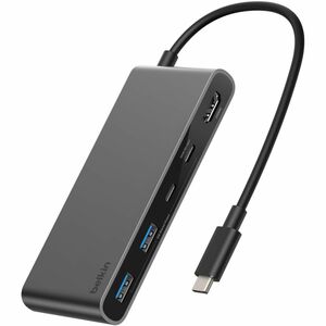 Belkin 7-Port USB-C Hub - USB-C to - 2xUSB-A, 2xUSB-C, 1x4K HDMI, 1xSD + 1xMicroSD Reader - Black - for Notebook, Workstat