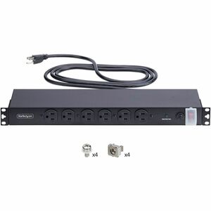 StarTech.com 14-Outlet Rackmount PDU, 1U Server Power Strip, 6x Front and 8x Rear Ports, Mounted Power Distribution Unit f