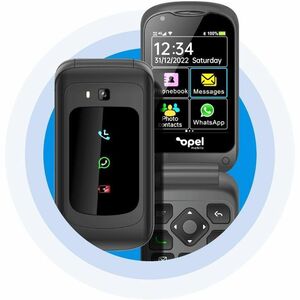 Opel Mobile TouchFlip 4 GB Feature Phone - 2.8" - 512 MB RAM - 4G - Grey - Flip - Unlocked - Front Camera: 300 Kilopixel -