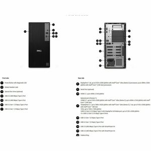 Dell Pro QCT1255 Desktop Computer - AMD Ryzen 5 8500G - 16 GB - 512 GB PCI Express NVMe 4.0 SSD - Tower - AMD Chip - Windo