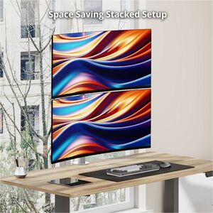 SIIG Dual 38" Stack Monitor Pole Mount - Gray - Fits 13-38" Screens, up to 26.5 lbs each - Height Adjustable - 2 Display(s