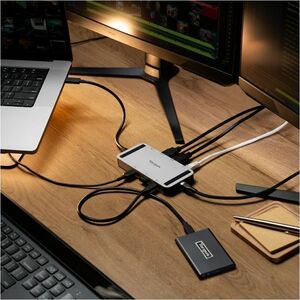 Targus 8 Port(s) USB4 Docking Station for Notebook, Monitor - Charging Capability - Silver - Portable - 2 Displays Support