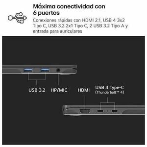 LG gram 16ZD90T-G.AX88B 40.6 cm (16") Notebook - WQXGA - Intel Core Ultra 7 255H - 32 GB - 1 TB SSD - Spanish Keyboard - B