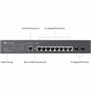 Omada JetStream TL-SG3210 8 Ports Manageable Ethernet Switch - Gigabit Ethernet - 10/100/1000Base-T, 1000Base-X - 2 Layer 