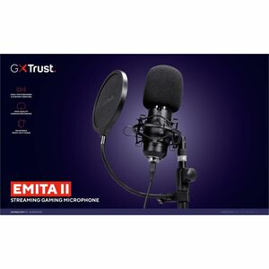 GXTrust 269 Emita II Microphone avec Bureau Support Réglable, Filtre Anti-Pop et Anti-Vent, Gamer USB Micro avec Directivi