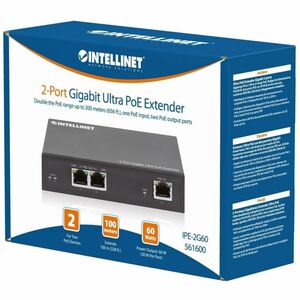 2-Port Gigabit Ultra PoE Extender, Adds up to 100 m (328 ft.) to PoE Range, PoE Power Budget 60 W, Two PSE Ports with 30 W