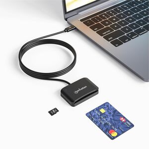 USB-C Contact Smart Card Reader with MicroSD slot, USB Type-C Male to Contact Reader Interface and microSDXC, Supports Win