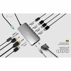 Docking station i-tec 10 Porta(e) USB Type-C per Monitor, Computer portatile, Tablet PC, Workstation - Compatibilita caric