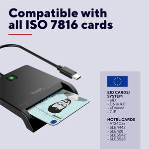 Trust Primo Contact Desktop Smart Card Reader - Black - Desktop - CableUSB 2.0 Type A