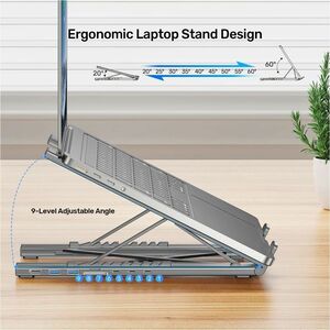 Foldable Laptop Stand with Docking Station (2USB-A 5Gbps + USB-C 5Gbps + HDMI 4K 60Hz + SD/Micro SD + PD 100W)