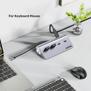 Unitek uHUB H1337A USB Hub - USB Type C - 640 MB/s - Desktop, Notebook, Flash Drive, Printer - Space Gray - 4 Total USB Po