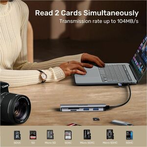 5-in-1 USB Hub with 3 Ports USB-A 5Gbps SD and Micro SD Card Reader UNITEK hook color box