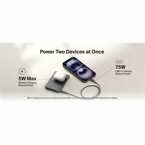 Belkin BoostCharge Power Bank - Black - For Qi2-enabled Device, iPhone - 5000 mAh - 20 W - USB Type-C Connector - 1 x USB 