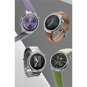 Motorola Mobility moto watch Smart Watch - Round Case Shape - Matte Silver Body Color - PANTONE Herbal Garden Band Color -