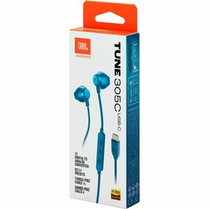 JBL Tune 305C Wired Earbud Stereo Earset - Black - Binaural - In-ear - 32 Ohm - 20 Hz to 40 kHz - USB Type C