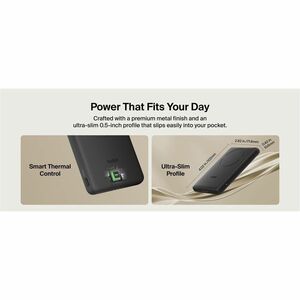 Belkin BoostCharge Power Bank - For Earbud, iPhone - 5000 mAh - 15 W - USB Type-C Connector - 1 x USB - Lightweight, Slim,