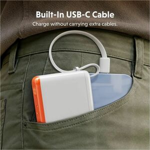 Hyperjuice Flex HJ5401OGGL Power Bank - Vermilion Orange - For Smartphone, Tablet PC, Notebook, USB Type A Device, USB Typ