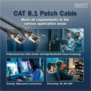 Digitus 50 cm Category 8.1 Network Cable - 10 Piece - Cable for Network Device, Server, Desktop PC, Router, Switch - First
