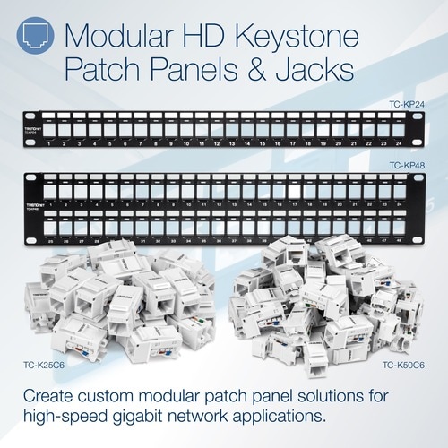 24-Port Blank Keystone 1U Patch Panel