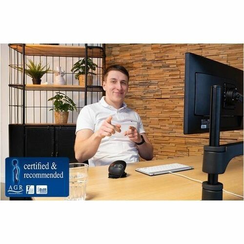 R-Go HE Break Vertical Mouse Maus - Bluetooth/Radio-Frequenz - USB-Typ C - Optisch - 5 Taste(n) - Schwarz - PC, Mac - Kabe