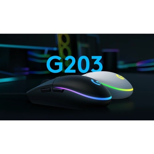 Mouse di gioco Logitech G203 - USB - Ottico - 6 Pulsante(i) - Nero - Cavo - 8000 dpi - Rotella di scorrimento