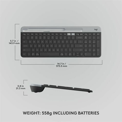 Logitech K585 Keyboard - Wireless Connectivity - Bluetooth/RF - Windows 10, Windows 11, Linux, ChromeOS, Mac OS X 10.15 Ca
