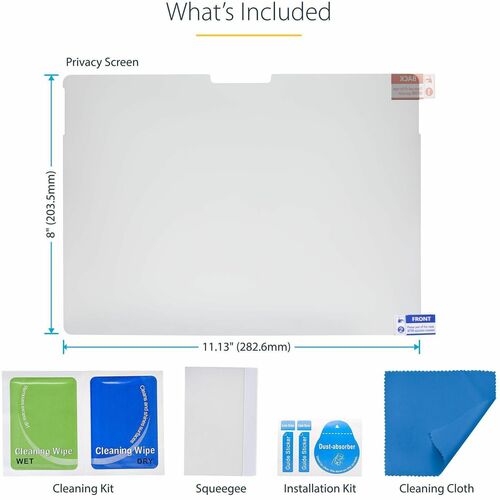 StarTech.com Plastik Blendfrei Bildschirmschutz für Microsoft Surface Pro 8, Surface Pro 9, Surface Pro X - Schwarz - 1 - 