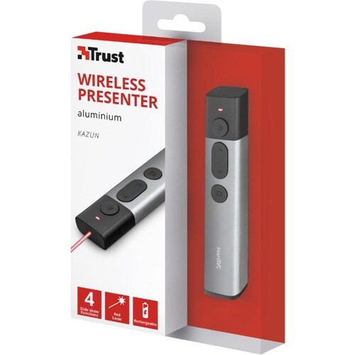 Trust Kazun Presentation Pointer - Radio Frequency - USB 2.0 - 4 Button(s) - Wireless - 2.40 GHz - Symmetrical