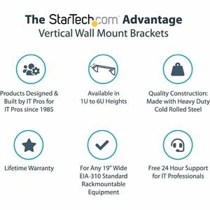 StarTech.com 2U 19in Steel Vertical Wall Mount Equipment Rack Bracket - Mount a server, network or telecommunications devi