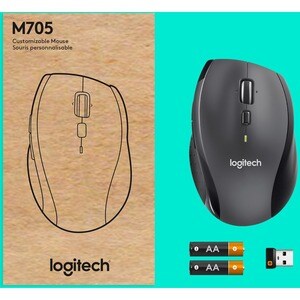 Logitech M705 Marathon Wireless Mouse, 2.4 GHz USB Unifying Receiver, 1000 DPI, 5-Programmable Buttons, 3-Year Battery, Co