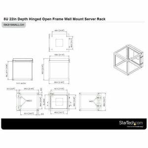 StarTech.com 4-Post 8U Hinged Wall-Mount Network Rack, 19" Open Frame Server Rack, Wall Mount Data Rack for IT Computer Eq