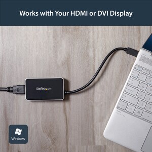 StarTech.com Adattatore scheda USB 3.0 a HDMI con hub USB a 1 porta - 1920x1200 / 1080p - 1920 x 1200 Supported - Nero