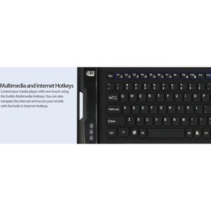 Adesso Antimicrobial Waterproof Flex Keyboard (Compact Size) - Cable Connectivity - USB Interface - 108 Key Home Page, Ema