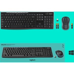 Logitech MK270 Wireless Keyboard and Mouse Combo for Windows, 2.4 GHz Wireless, Compact Mouse, 8 Multimedia and Shortcut K