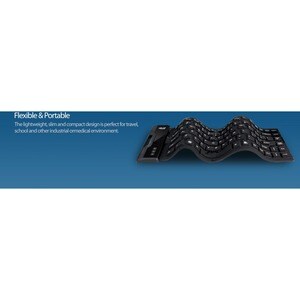 Adesso Antimicrobial Waterproof Flex Keyboard (Mini Size) - Cable Connectivity - USB Interface - 87 Key Media Player, Inte
